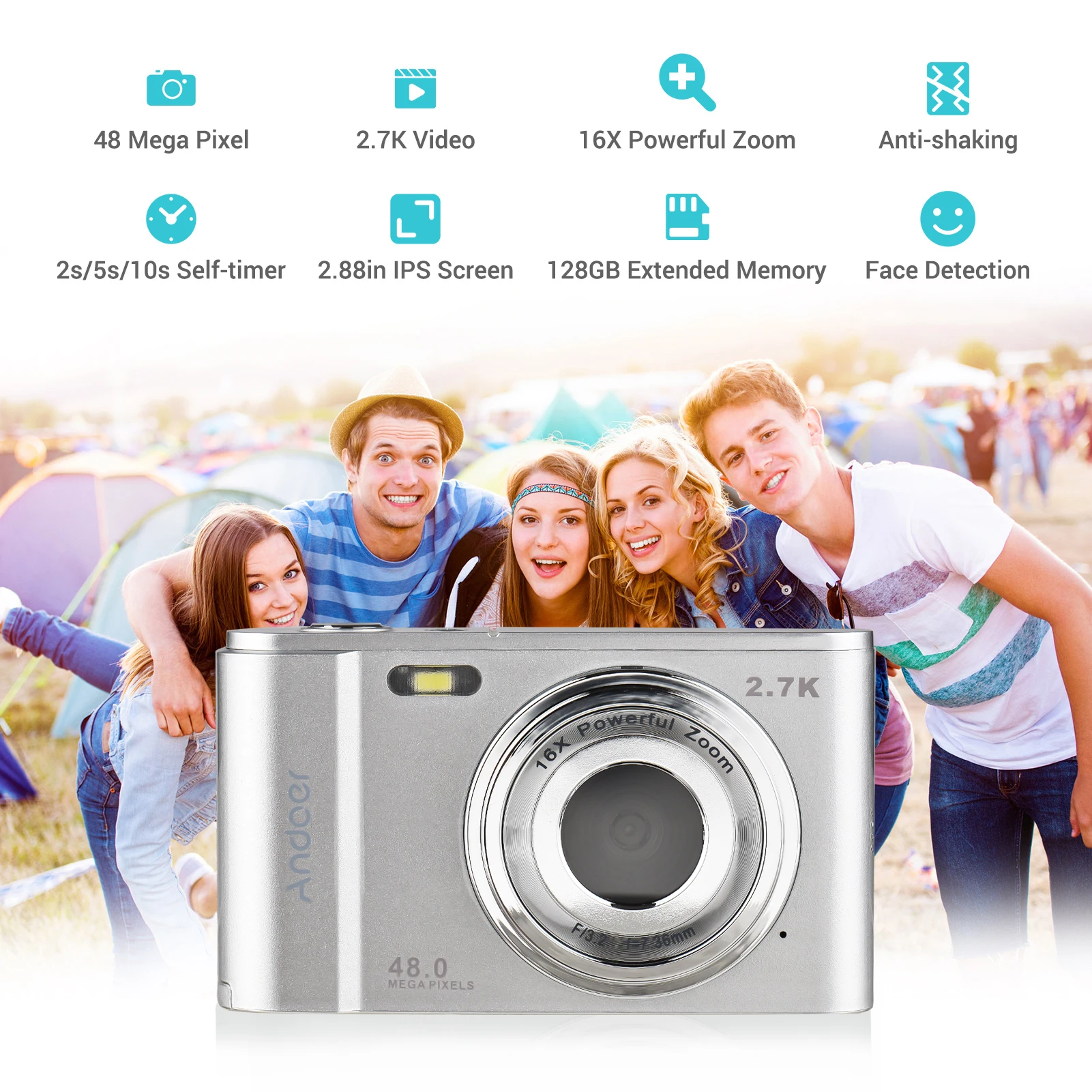 Description Picture 4 of itemAndoer 2.7K Digital Camera 48MP 2.88