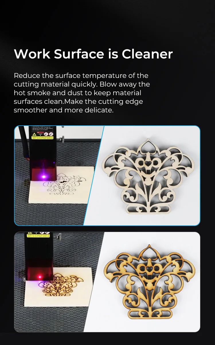 Description Picture 4 of itemCREALITY 3D New CR-Laser Falcon(10W) Air Assist Kit Upgrade Accessories Strong Airflow Blows Away Hot Soot Neat Work Low Noise