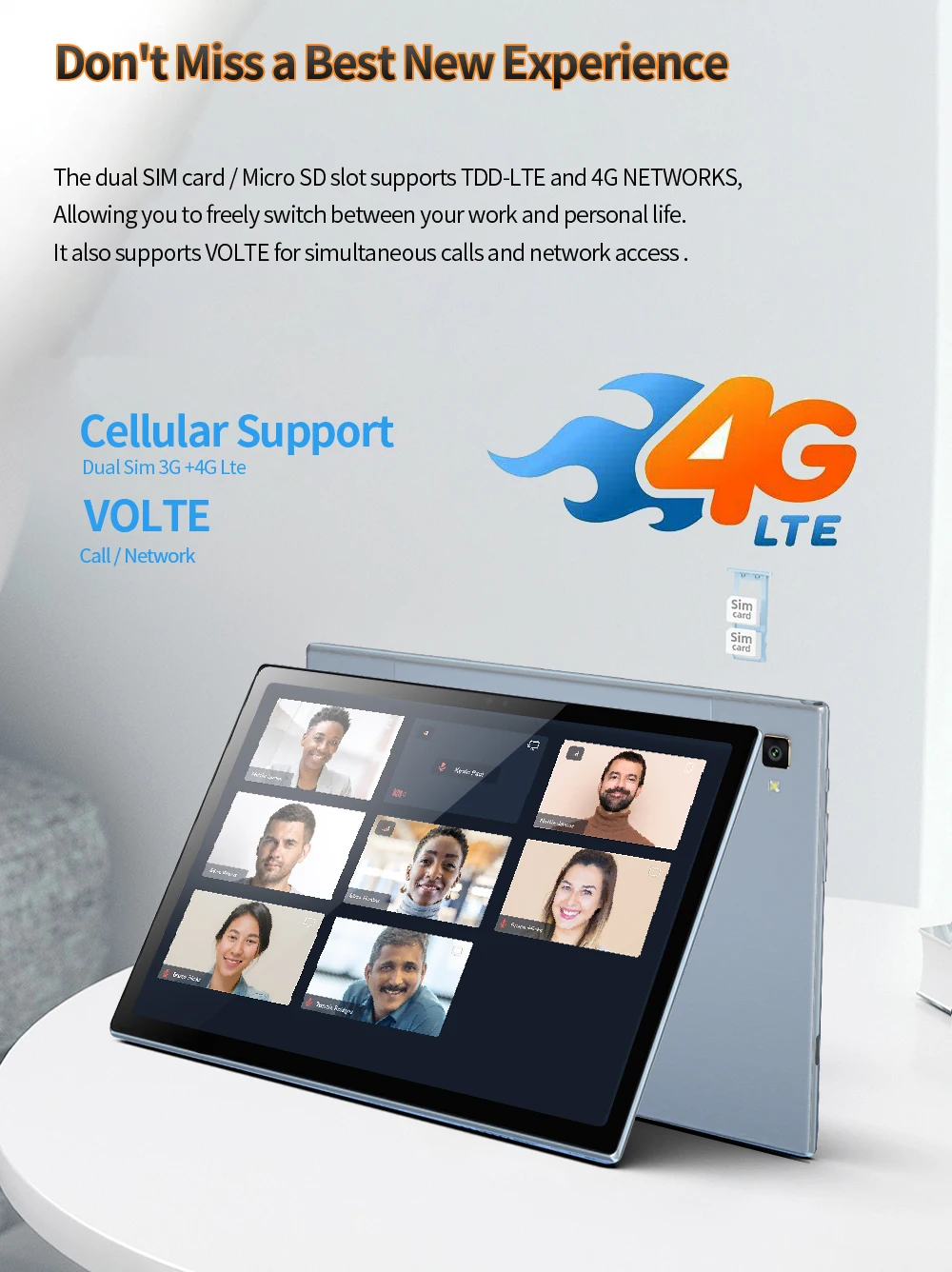 Description Picture 6 of item2023 New Global G10 Tab 3G 4G Android 11.0 OS 6GB+128GB 10.1 inch Original Tablets for Kids Online Class with Dual Sim Card Slot