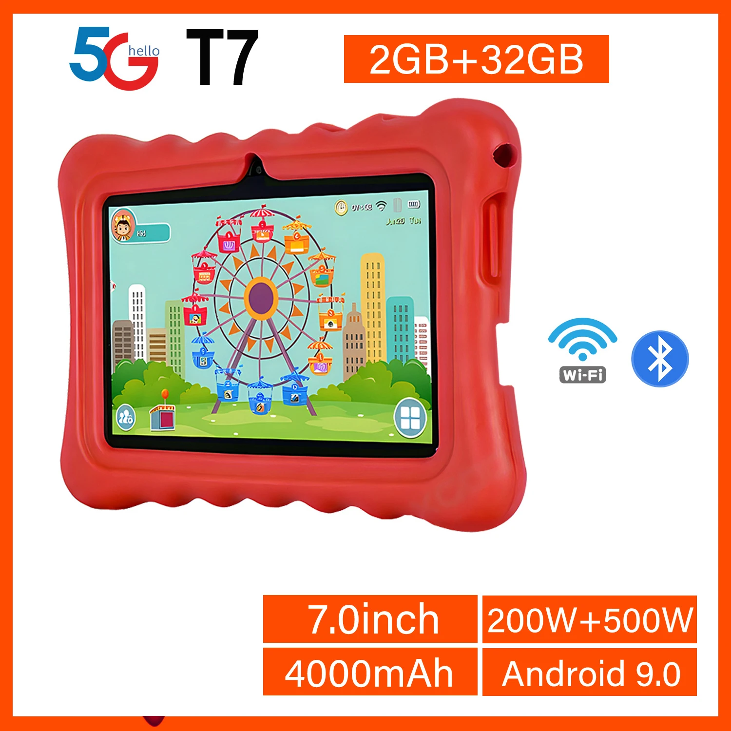 Description Picture 2 of itemNew 5G WiFi 7 Inch Tablet Pc Children's Gift Kids Learning Education Tablets Android 9.0 Quad Core 2GB RAM 32GB ROM Dual Cameras