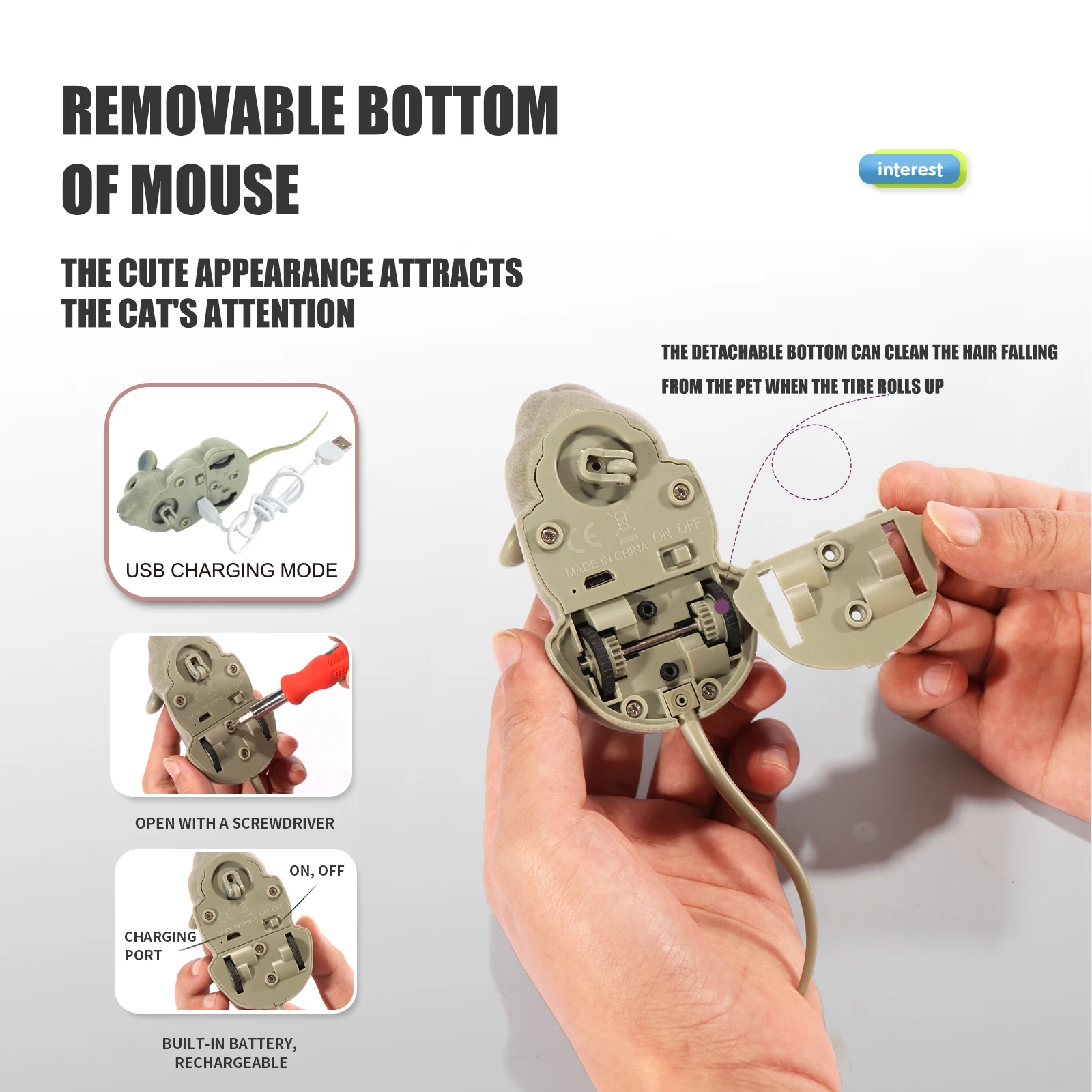 Description Picture 5 of itemElectric mouse toys Interactive Cat Toys Smart Sensing and Remote Control Automatic Induction Obstacle Avoidance Pet Toys