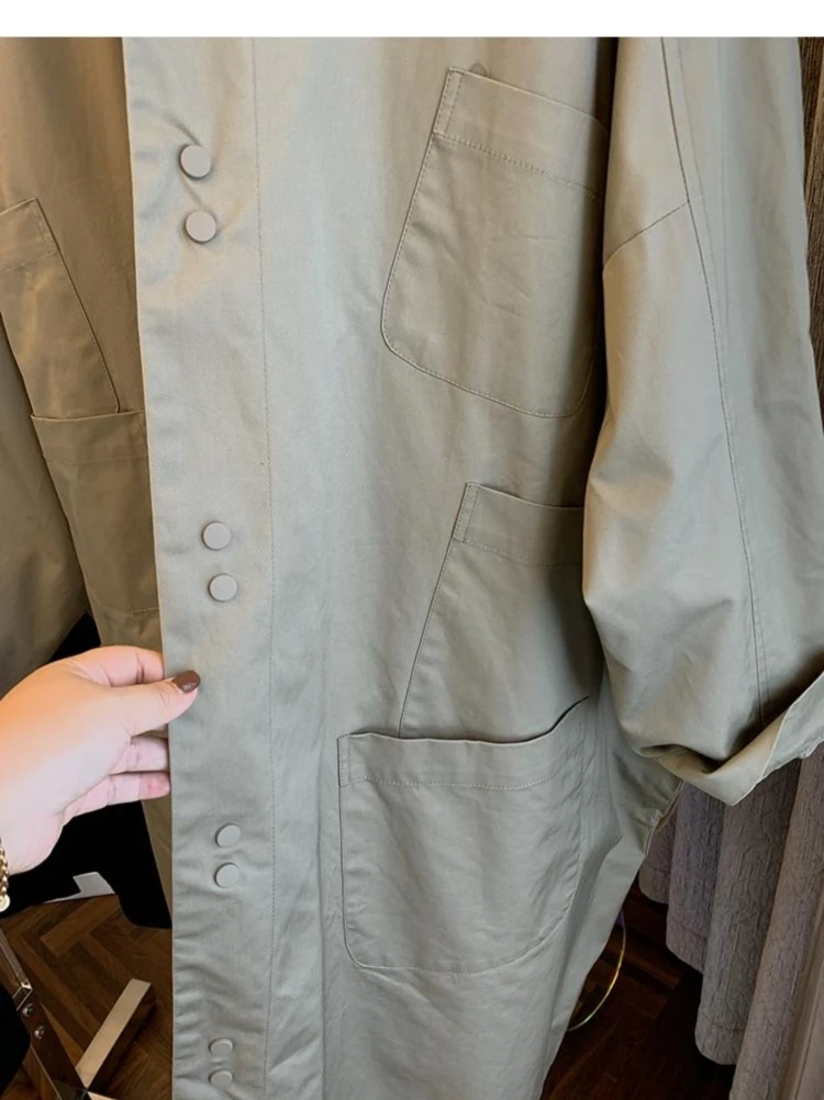 Description Picture 6 of item2023 Winter Korean Casual Style Solid Color Single Breasted Basics Windbreaker Women's Office Lady Style Parkas Trench Coat