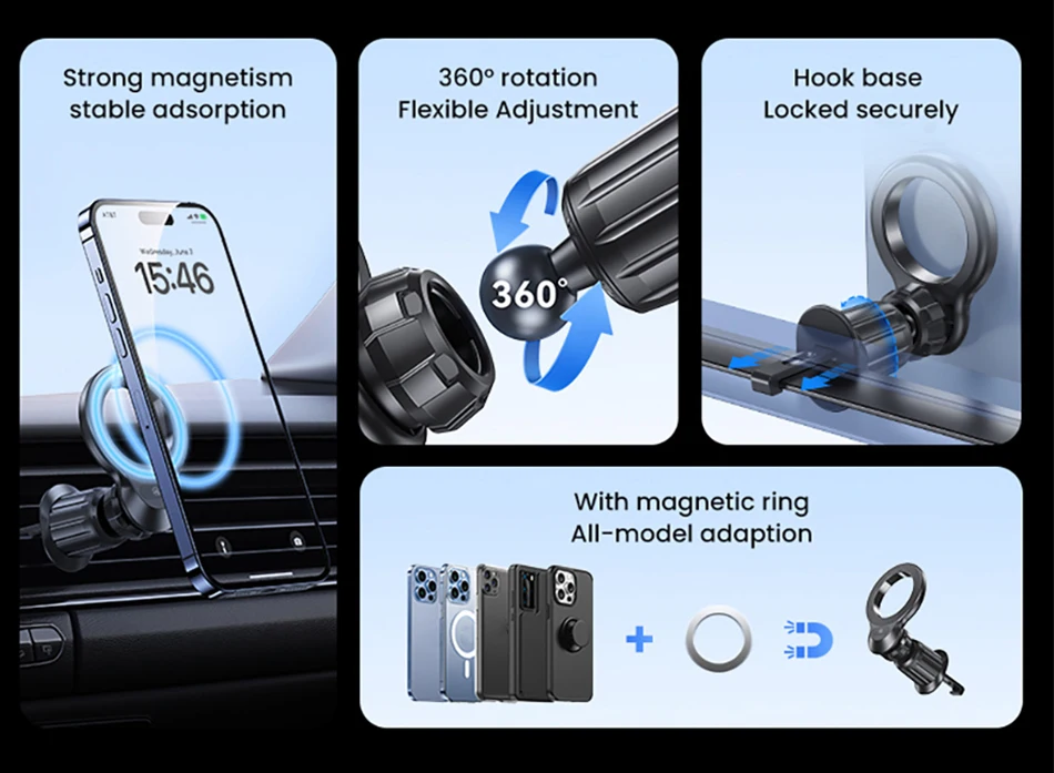 Description Picture 3 of itemUSAMS Magnetic Car Phone Holder Universal Car Air Vent Holder Mount For iPhone 15 14 13 12 11 Pro Max Iconic Brand Samsung, etc