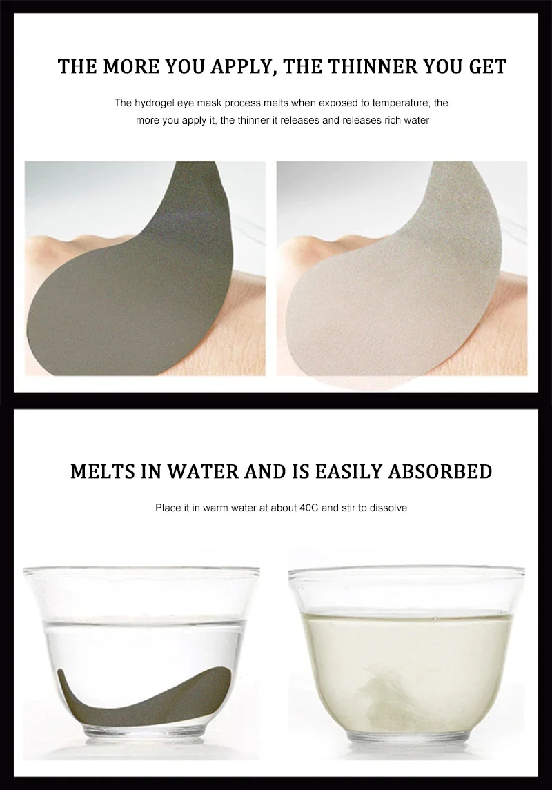 Description Picture 5 of item60PCS Black Pearl Eye Mask Natural Whitening Moisturizing Gel Eye Patches Remove Dark Circles Anti Age Wrinkle Korean Cosmetics
