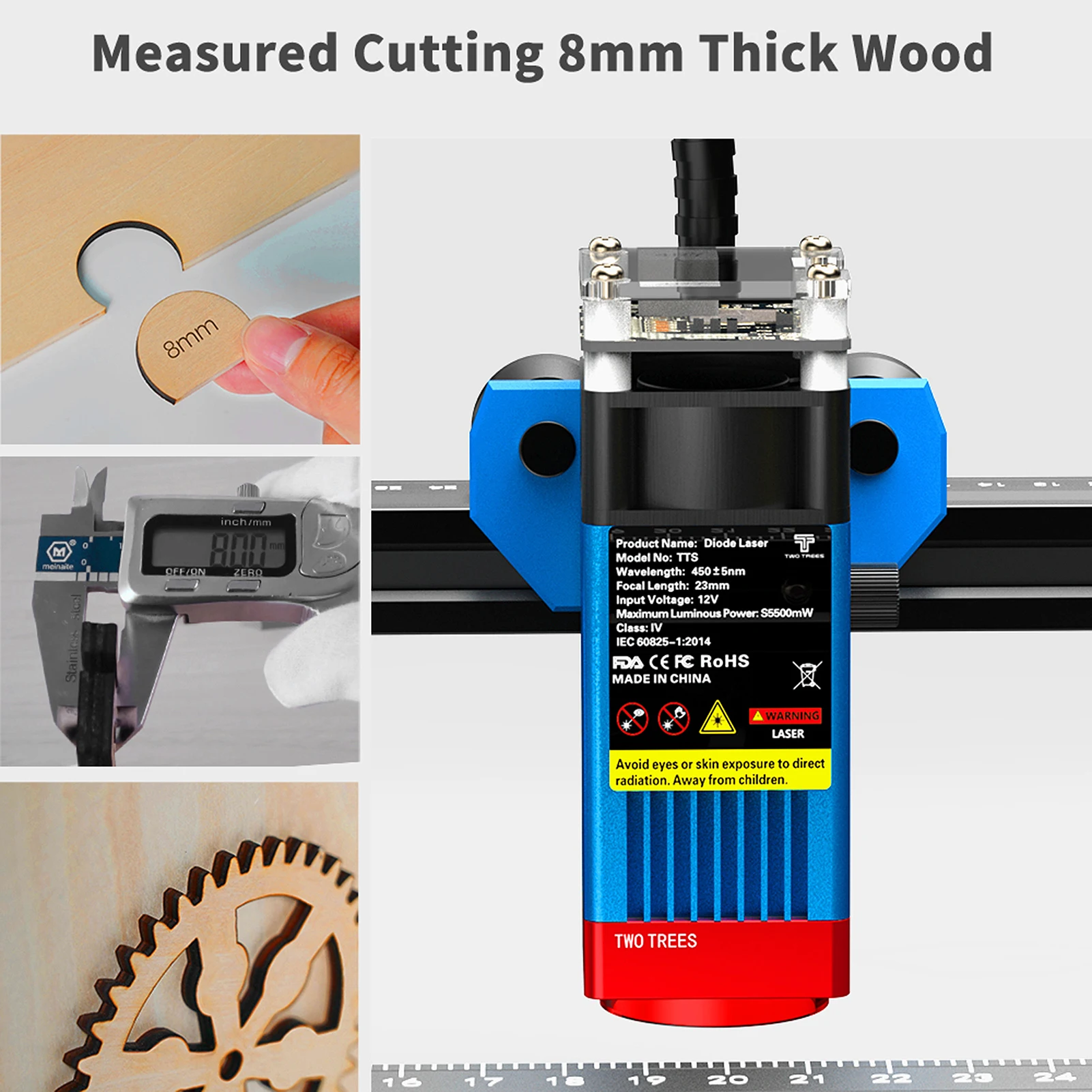 Description Picture 6 of itemTwo Trees TTS 55 Pro Laser Engraver 5.5W Compressed Spot 30000mm/min High Speed Laser Engraving Cutting Machine 300x300mm