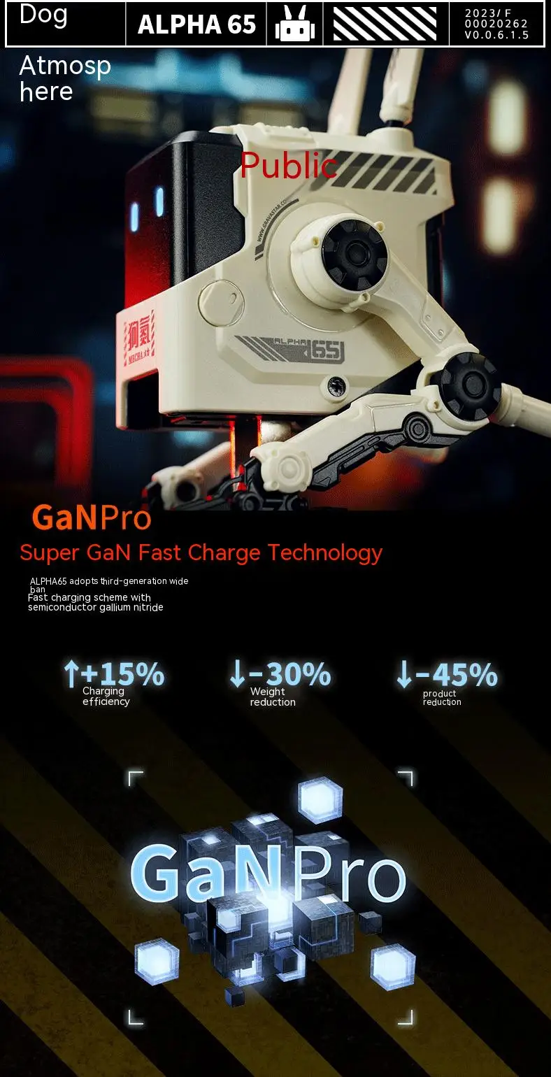 Description Picture 5 of itemGravaStar Creative A65 GAN Charger Desktop Laptop Dog 65w Fast Type-c Charger For iPhone 14 13 Pro Max iPad Iconic Brand Phone Charger