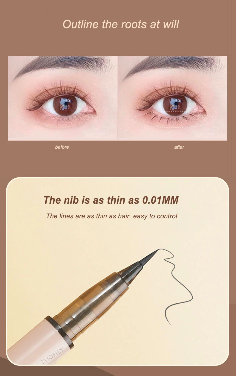 Description Picture 5 of itemLiquid Eyeliner Eyeshadow Stick Lying Silkworm Pencil Grey Brown Lasting Waterproof Ultra-fine Eyelash Pen Cosmetic Makeup Tools