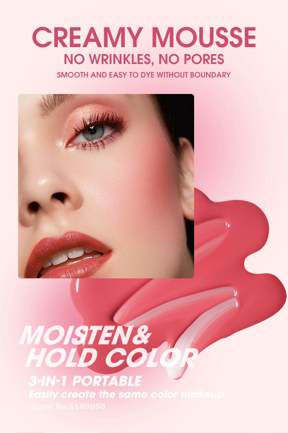 Description Picture 4 of itemPress Facial Blush Cream Natural Cheek Rouge 8 Colors Waterproof Silky Smooth Cheek Tint Liquid Face Nourishing Blusher Cosmetic