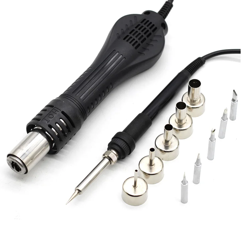 858 Hot Air Gun BGA Rework Solder Hot Air Blower Heat Gun Handle + Electric Soldering Solder Iron Station Handle For HAKKO 936