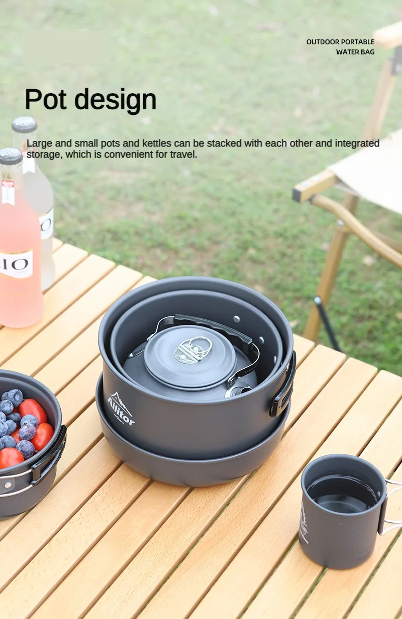Description Picture 5 of itemCamping Tableware Titanium Cookware set tourism cauldron Outdoor Cooking Pot Picnic Kitchen Hiking Trekking