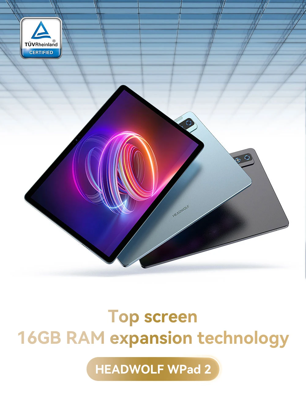 Description Picture 2 of itemHEADWOLF Wpad 2 Android 12 Tablet 10.1 inch 16GB Ram DDR4X 128GB UFS 2.2 4G LTE Phone call Tablet PC Unisoc T616  TÜV Rheinland