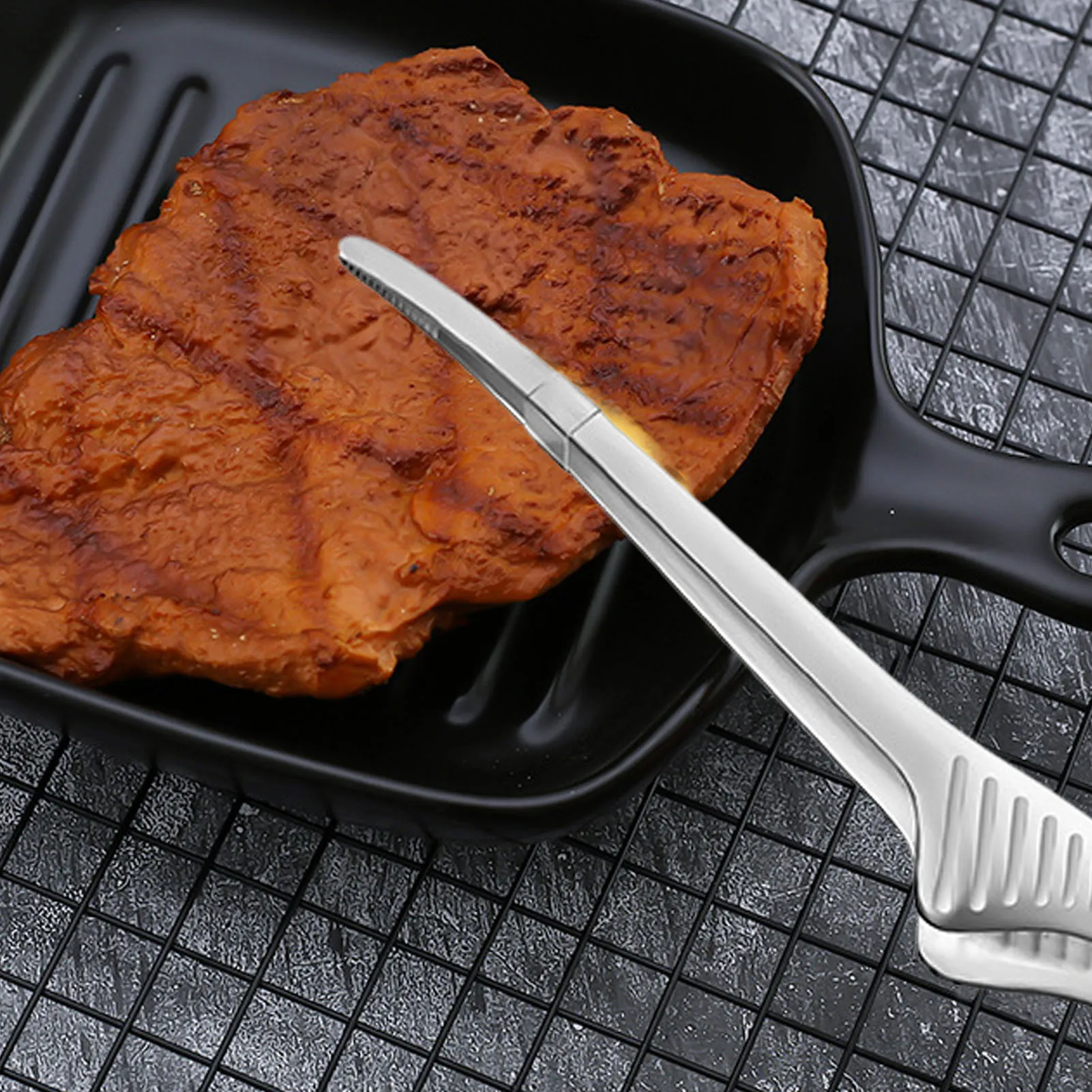 Description Picture 4 of itemStainless Steel Serving Tongs 304 Stainless Steel Steak Tong Reusable Baking BBQ Buffet Steak Clip Kitchen Tongs For Cheese