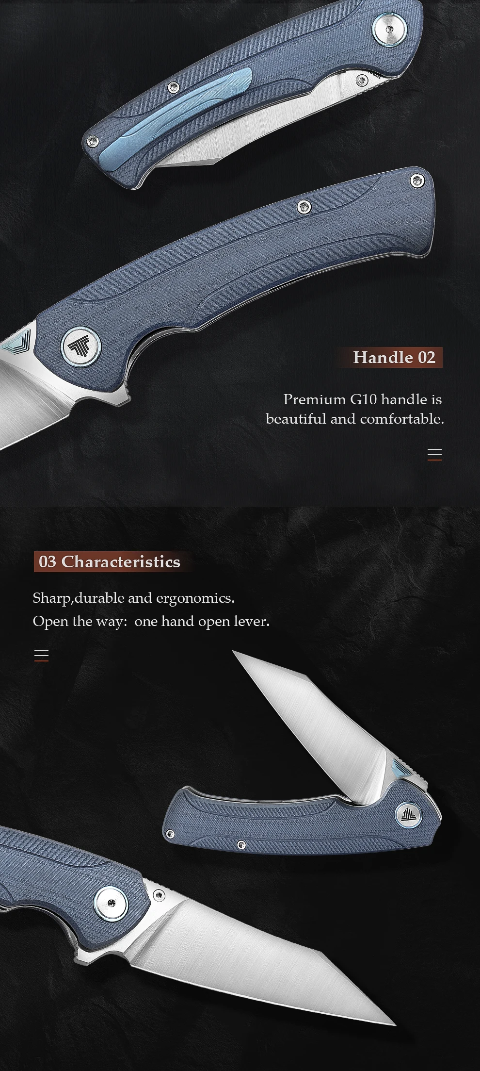 Description Picture 5 of itemTRIVISA EDC Pocket Folding Knife for Men,3.66