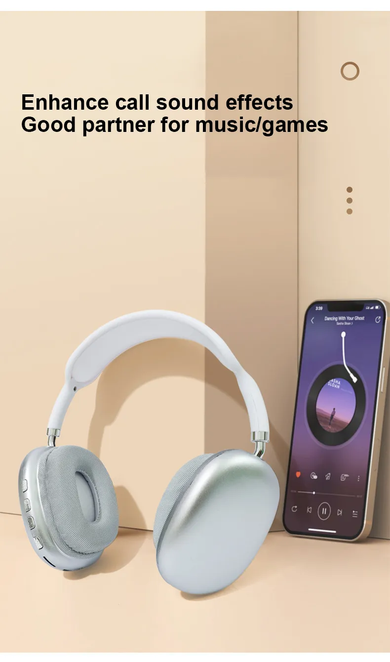 Description Picture 5 of itemHeadphones P9 Pro MAX Wireless Bluetooth Earphones Sports Music Gaming Earpieces Air Pods Headsets For Phones Tablet ipad laptop