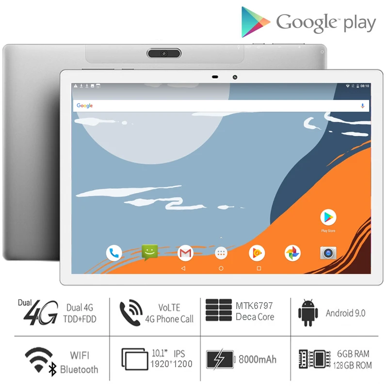 Newest 10 inch Tablet Deca Core 4G Phone Call 6GB RAM 128GB ROM Wifi Bluetooth 1920X1200 2.5K IPS Android Tablets PC