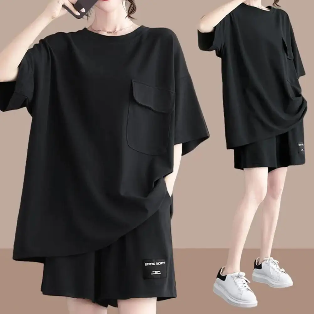 Description Picture 5 of itemSportswear Elastic Waist Oversized Women T-shirt Shorts Set Female Clothes