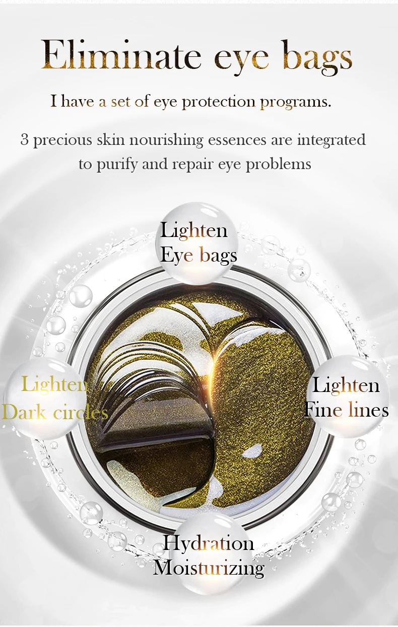 Description Picture 4 of itemKorean Skin Care Black Tea Collagen Gel Eye patches Mask Plant for eyes Remover dark circles Anti Age Bag Eye Wrinkle 60 Piece