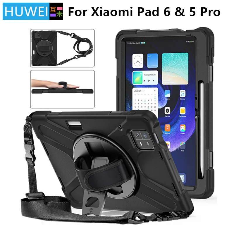 HUWEI For Iconic Brand Pad 6 5 Pro Case Shockproof Kids Protection Cover For Iconic Brand Mi Pad 6 MiPad 6 Pro Case Kickstand Shoulder strap