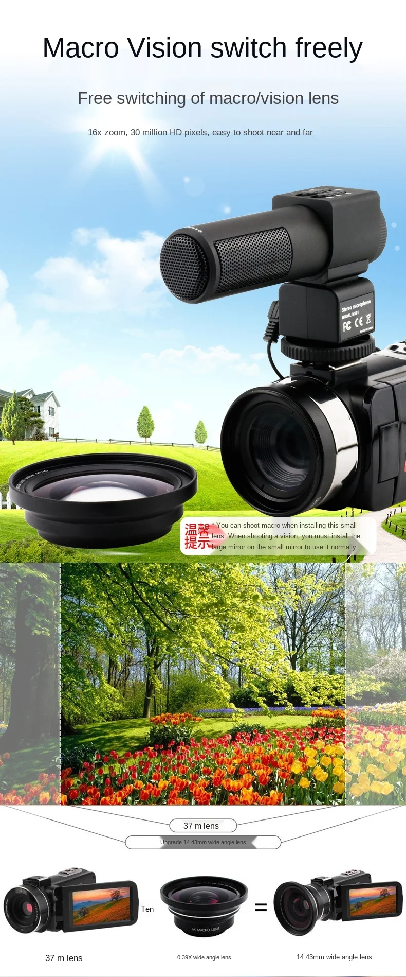 Description Picture 6 of itemVENIBORY 2021 4K Video Camera 48MP 18X Digital Zoom Camera For Vlogging Youtube 10 Reflectors 3.0 Degrees Video Camera