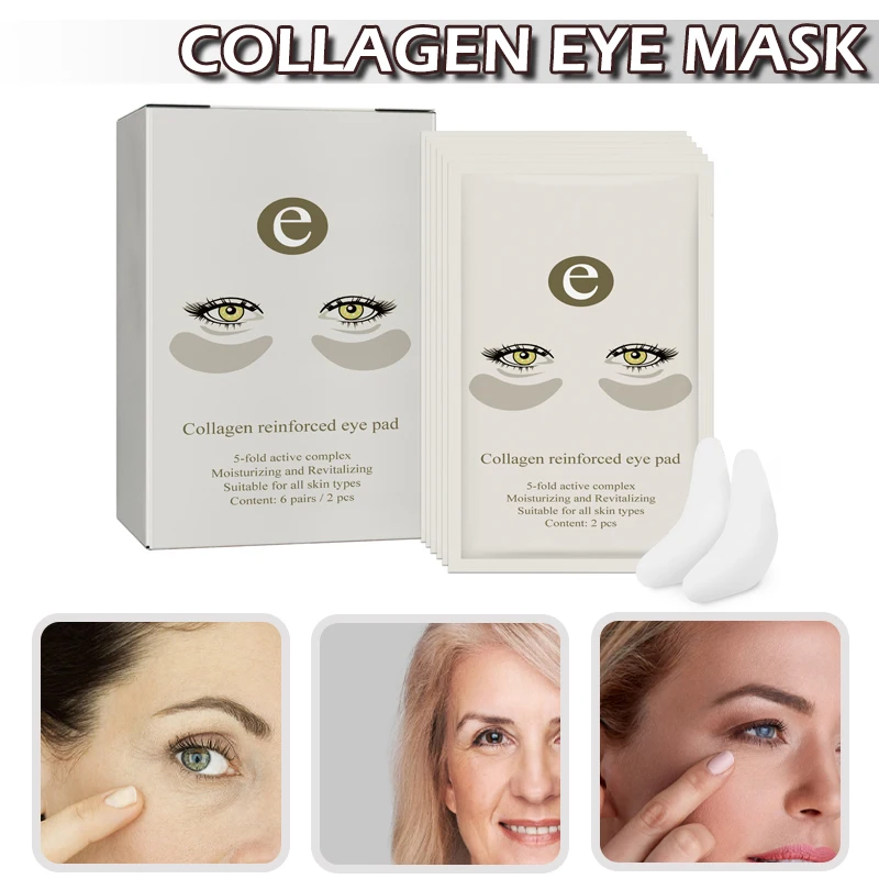 Description Picture 3 of item6pairs Moisturizing Collagen Eye Pads Gentle Non-irritating Reduce Dark Circles Wrinkles Improve Skin Elasticity Lighten Eye Bag