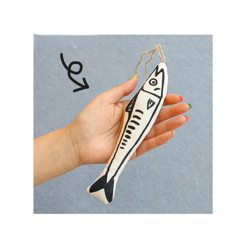 Description Picture 5 of itemCat funny cat stick chews hanging cage self-hey to relieve boring paper sound catnip cotton fish cat toy Kitten interactive Toys