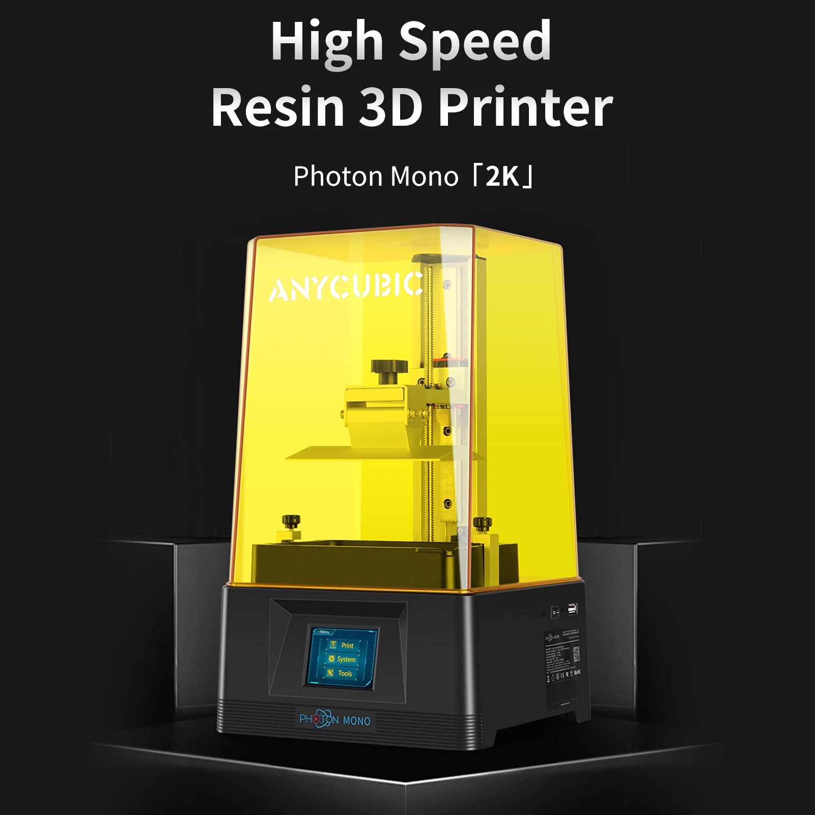 ANYCUBIC Photon Mono 3D Printer UV LCD Resin 3D Printer UV Photocuring 6.08'' 2K Screen Parallel Light Source 8x Anti-aliasing