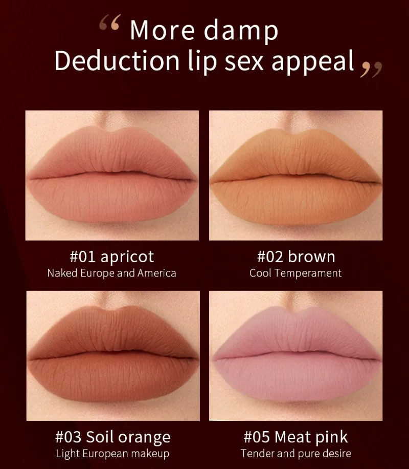 Description Picture 5 of itemWaterproof Matte Velvet Lipstick  12 Colors Long Lasting Red  Pink Lipsticks Non Stick Nude Series  Lip Tint  Cosmetic Makeup