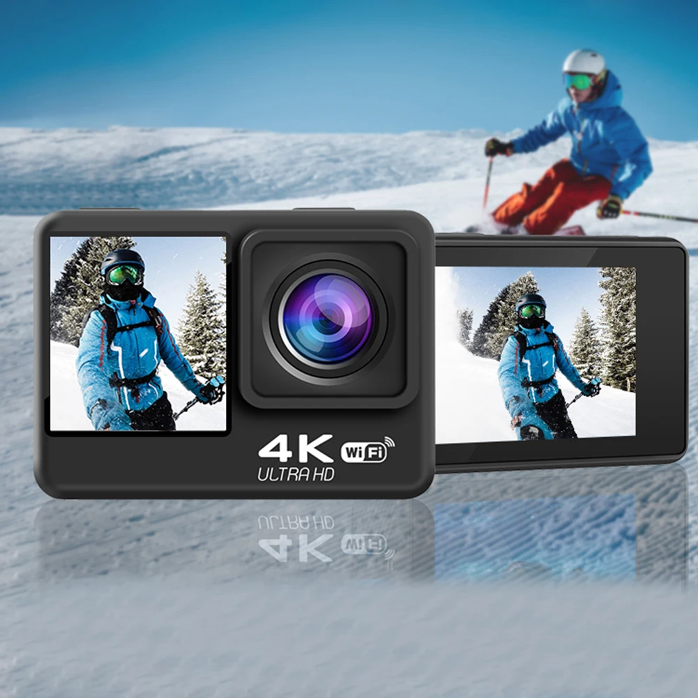 WIFI Motion Camera Waterproof 4K 60FPS Digital Video Camera EIS 16MP Dual IPS Screen for Diving Motorcycle Rides