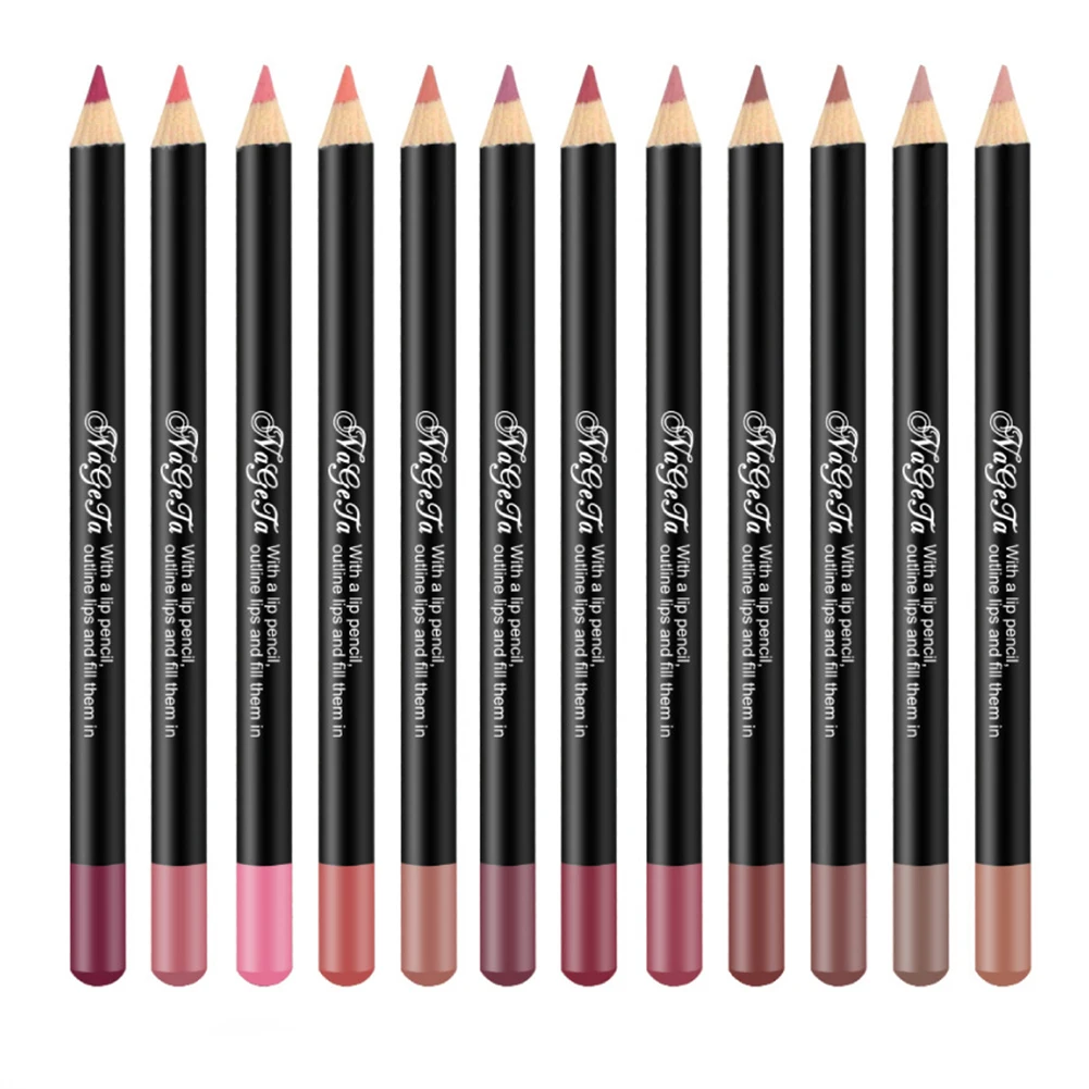12 Color Matte Lipliner Waterproof Lasting Lip Gloss Lips Makeup Cosmetic