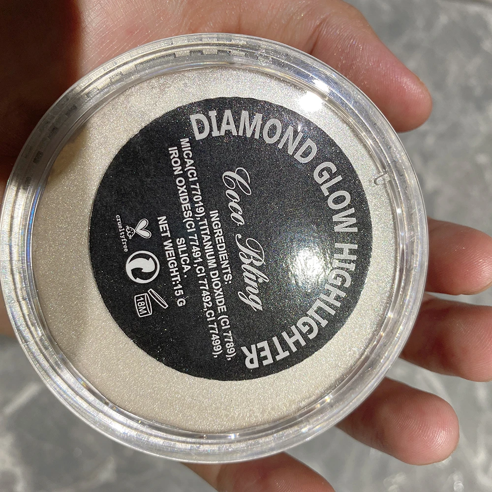 Description Picture 4 of itemNo Logo Highlighter Dust Powder sparkle Glitter Diamond Powder Shimmer Makeup for Face Body Highlight 15g Private label