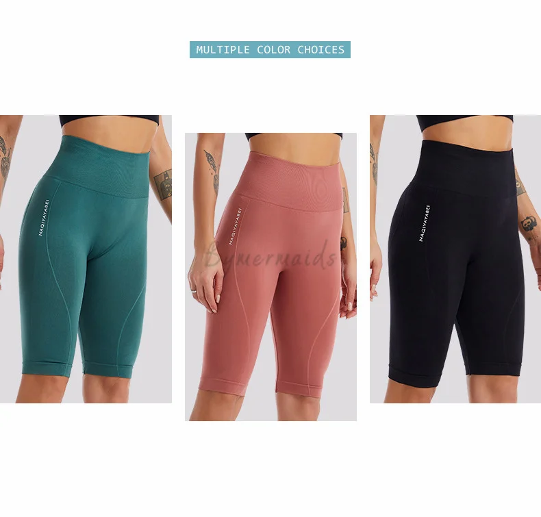 Description Picture 4 of itemBymermaids Fitness Yoga Shorts High Waist Seamless Running Sports Shorts Sexy Peach Butt Push Up Leggings Women's Cycling Shorts