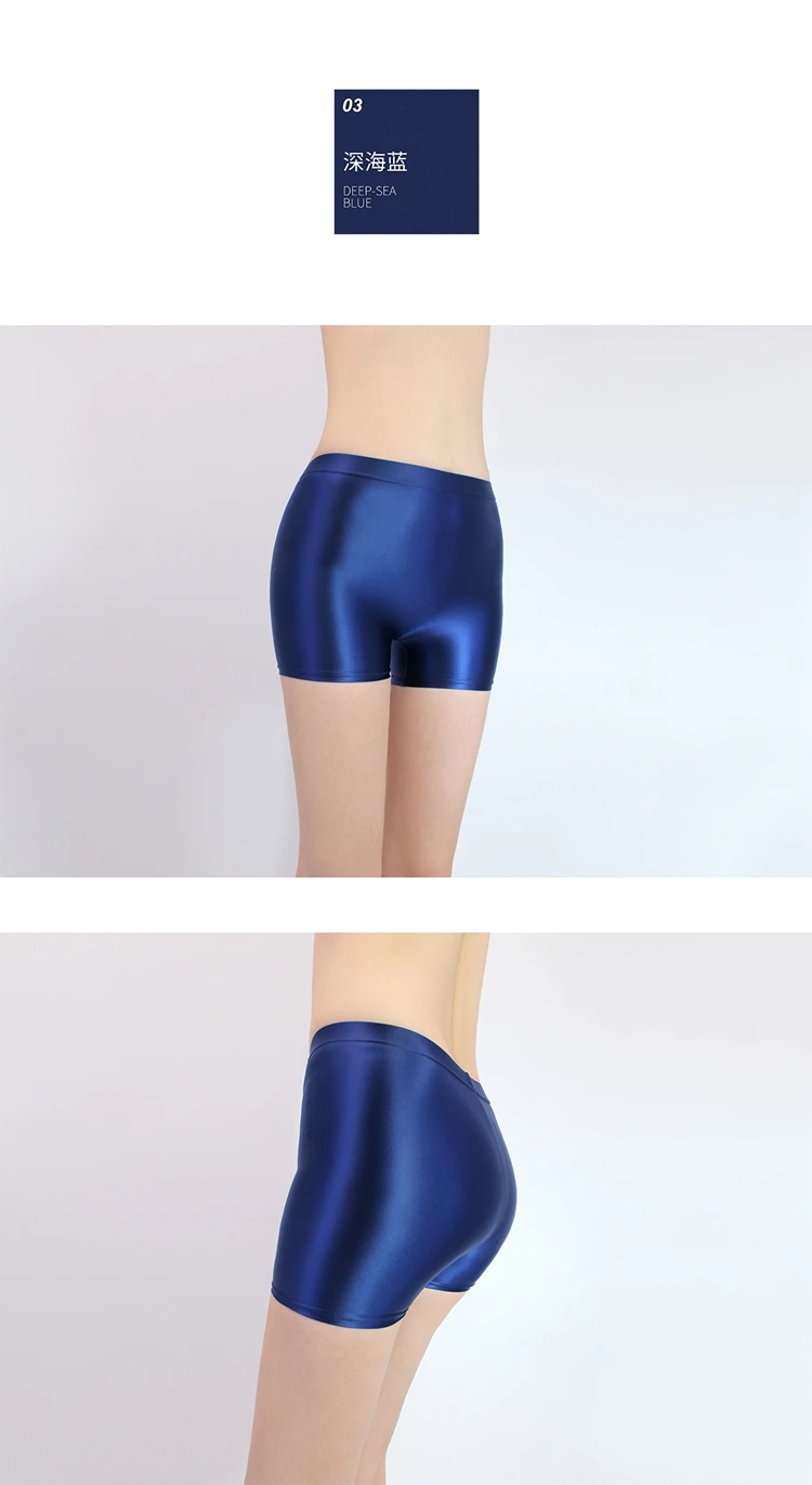 Description Picture 4 of itemXCKNY satin smooth opaque shorts sexy silk slim tight high waist shorts Sports leisure yoga Leggings  glossy shorts