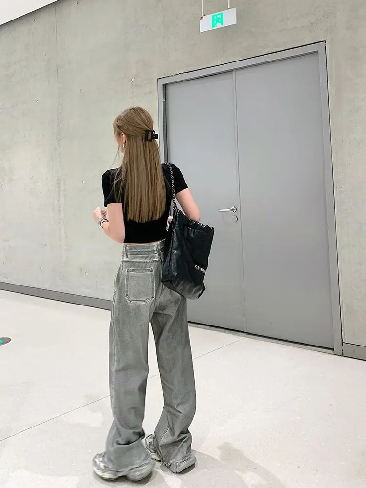 Description Picture 6 of itemHigh Waist Baggy Pants Women 2023 New Fashion Loose Straight Sweeping Floor Jeans Y2k Streetwear Plus Size Wide Leg Trousers
