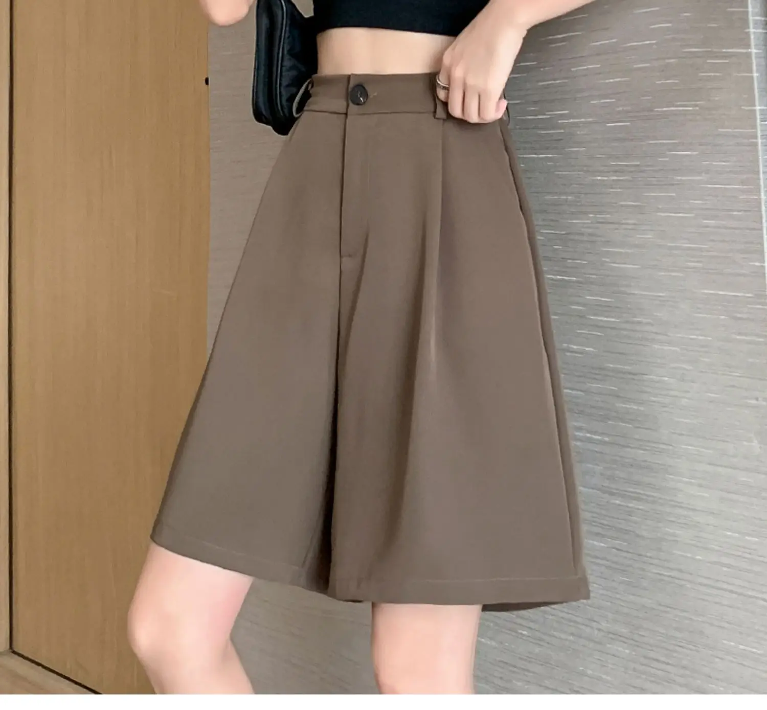 High Waist Knee Length Suit Pants Women 2023 Summer Streetwear Casual Drapey Shorts