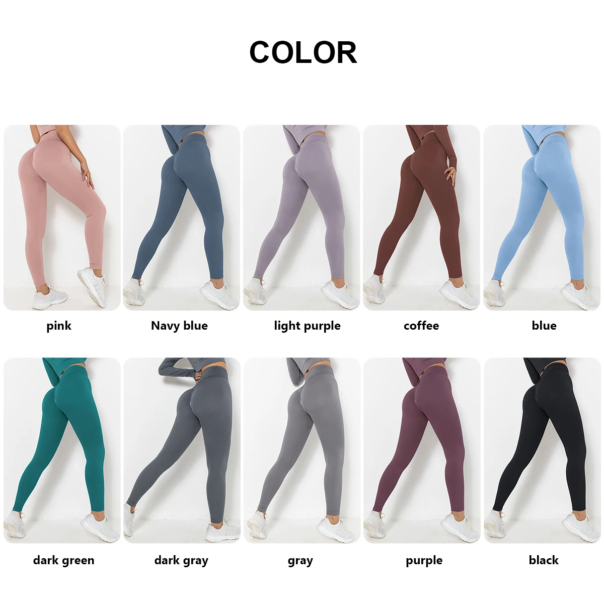 Description Picture 2 of itemFridayIn Elastic Seamless High Waist Yoga Pants Spandex Slim Butt Lift Sport Gym Wear Quick Dry Fitness Workout Tight Leggings