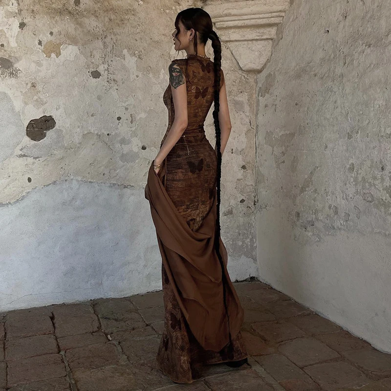 Description Picture 4 of itemBUILDINGB Melade Vintage Round Neck Sleeveless Skeleton Metal Button Slim Long Women'S Elegant Career Prom Comfortable Streetwea