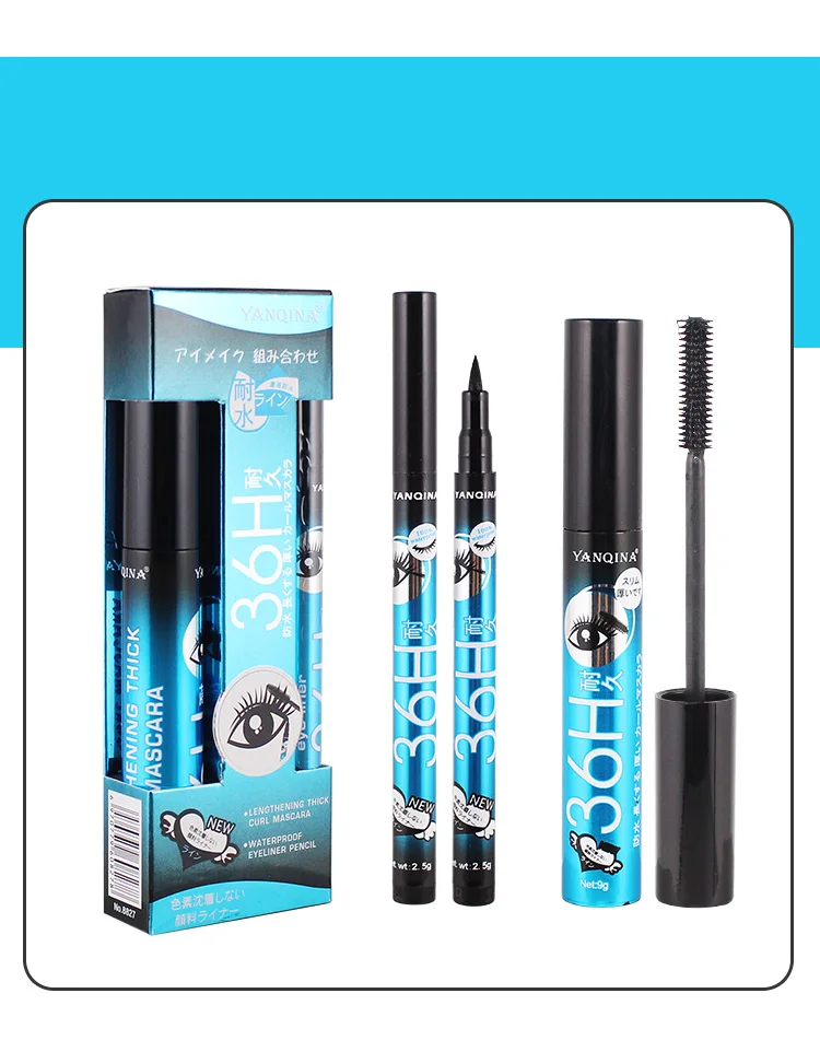 Description Picture 6 of itemMakeup Set Black Mascara + Eyeliner Pen Maquiagem Waterproof 4D Fiber Mascaras Make up Kit Big Eyes Cosmetics Eye Liner Pencil