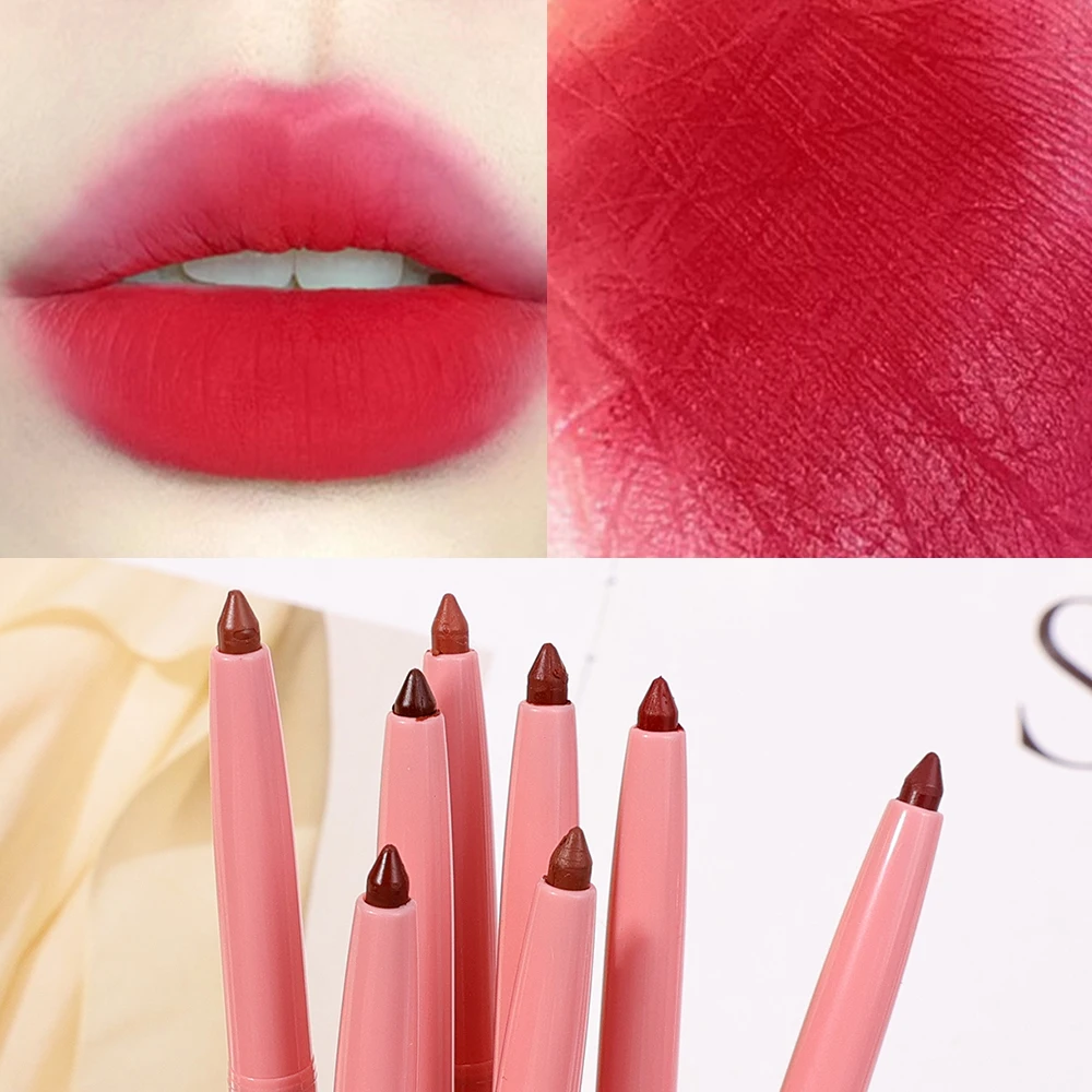 Description Picture 2 of item8 Colors Matte Lip Liner Pencil Carving Lip Makeup Long Lasting Brown Lip Liners Waterproof Lipstick Pen Lip Contouring Cosmetic