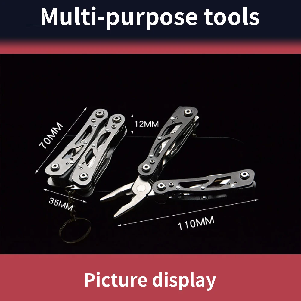 Description Picture 5 of item1/2PCS Portable Mini Multitool 420 Stainless Steel Multitool Pliers Knife Screwdriver for Outdoor Survival Camping Hunting