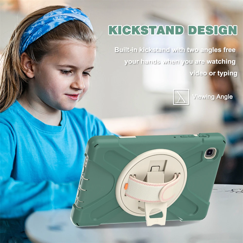 Description Picture 3 of itemHeavy Duty Tablet Case For Samsung A7 Lite 8.7 Inch 2021 Rotating Stand Silicone Shockproof For Tab A8 10.5 X200 X205 T220 T225