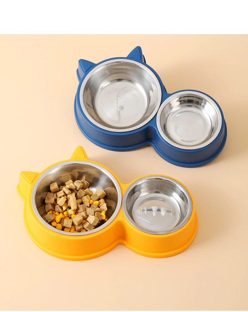 Description Picture 3 of itemNew puppy Kitten feeding supplies Two pet bowls Dog food drinker Stainless steel pet drinking dish Feeder access device