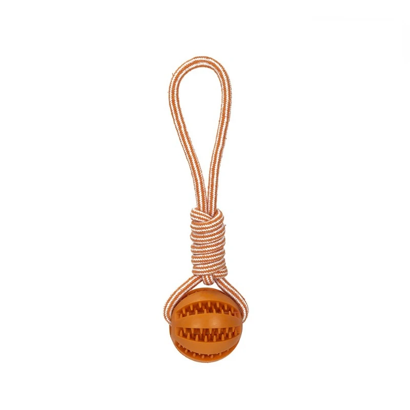 Dog Toys Treat Balls Interactive Hemp Rope Rubber Leaking Balls for Small Dogs Chewing Bite Resistant Toys Pet Tooth Cleaning