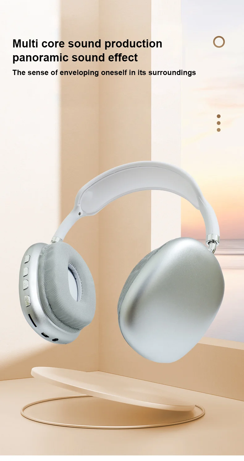 Description Picture 2 of itemHeadphones P9 Pro MAX Wireless Bluetooth Earphones Sports Music Gaming Earpieces Air Pods Headsets For Phones Tablet ipad laptop