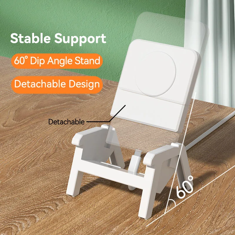 Chair Style Wireless Charger 15W Fast Wireless Charging Bracket Loudspeaker Phone Holder Detachable 3 Purpose Vertical Holder