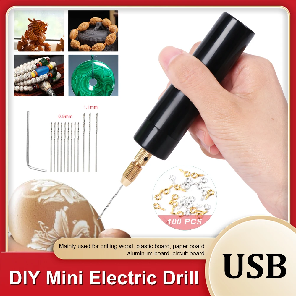 Description Picture 2 of itemMini Hand Drill Electric USB Handheld Drill Portable Rotary Drill Bit Set With Bits For Grinding Cutting Jewelry Making DIY Tool
