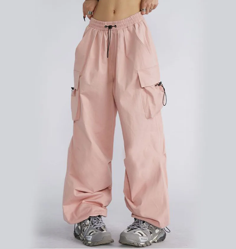 Zoki Hip Hop Streetwear Cargo Pants Women Loose Big Pockets Ins Tide Wide Leg Trousers Y2K Fashion All Match Jogging Sweatpants