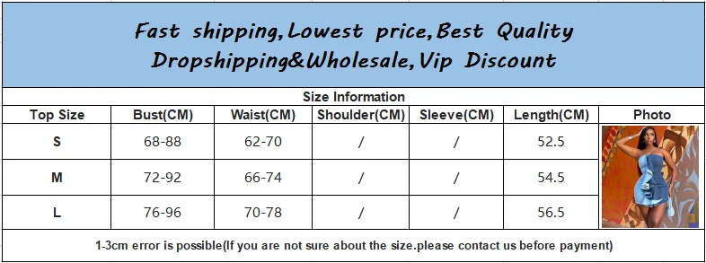 Description Picture 2 of itemFashion Denim Patchwork Ruffled Design Mini Dress Women Off Shoulder Sleeveless Bodycon Dress Vestidos Sexy Female Streetwear