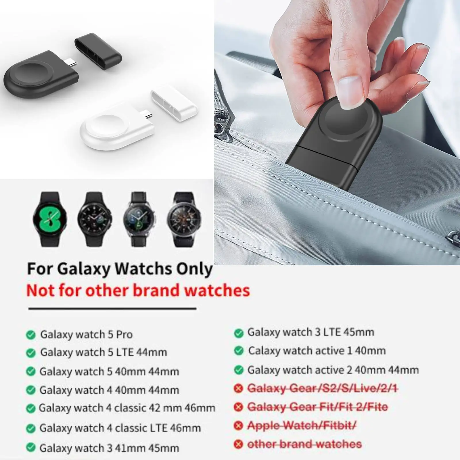 Description Picture 3 of item5W Wireless Charger for Samsung Galaxy Watch 5 4 3 Active 2 1 Portable Type C Charging Dock Station for Samsung Watch Chargers