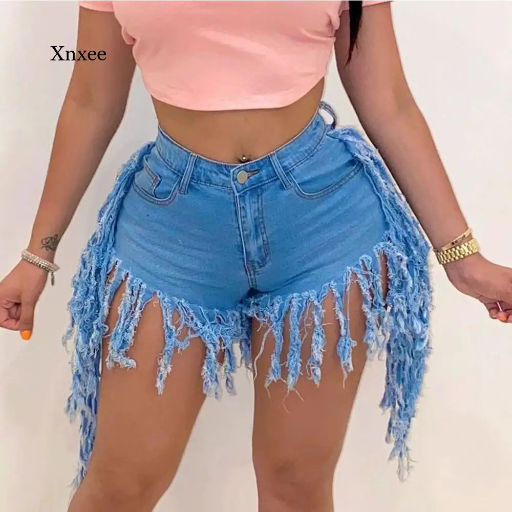 Description Picture 3 of itemFashion High Waist Tassel Denim Shorts Sexy  Women Casual Straight Club Shorts Jeans Pants Summer Clothing Bottoms