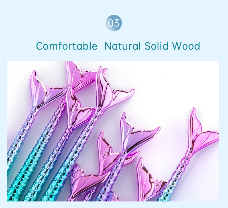 Description Picture 5 of item10/11pcs Makeup Brushes Kit maquiagem maquillaje New Mermaid Foundation Eyebrow Eyeliner Cosmetic makeup Brushes